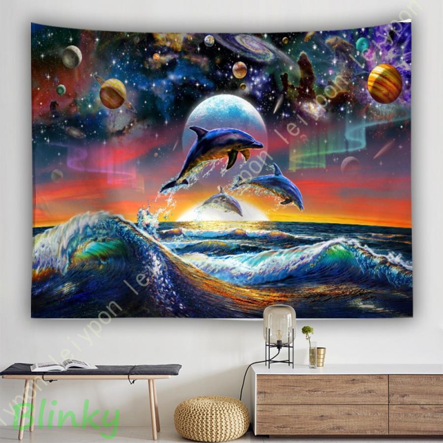 壁掛けタペストリー 海底世界 イルカ おしゃれな壁掛け 動物 ホーム飾り インテリア モダンなアート 飾..