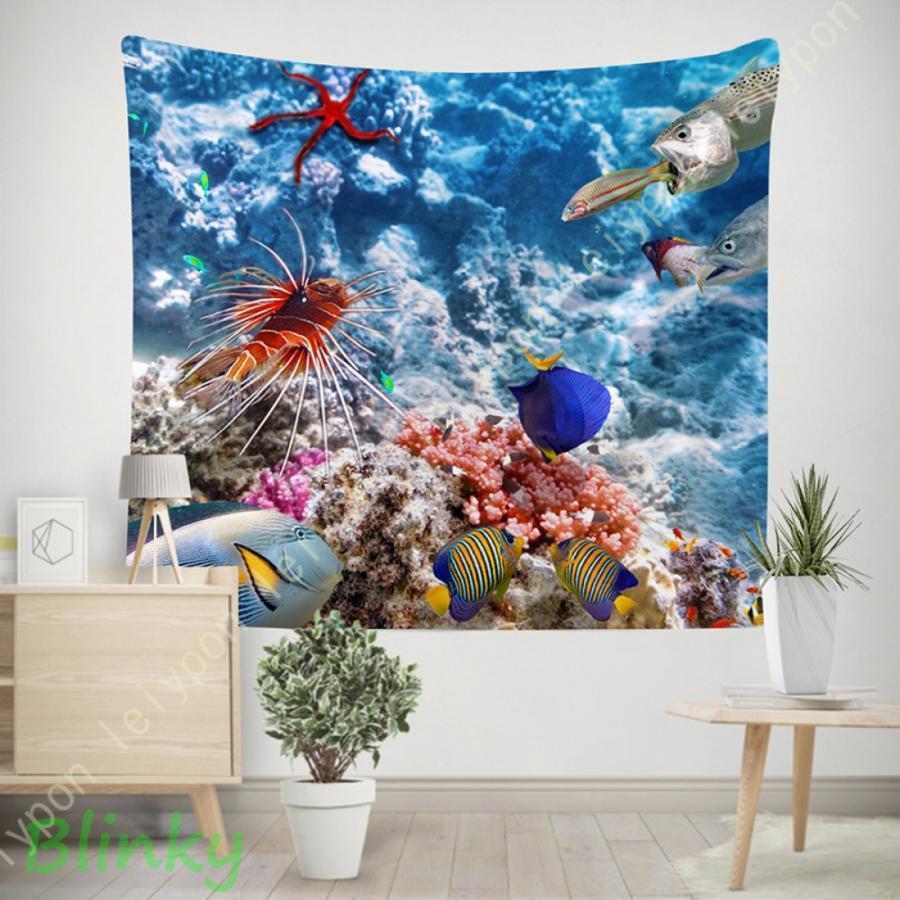 壁掛け タペストリー 動物 トロピカル 海 大判 大きい 魚 自然 風景 壁掛け 飾り付け 壁装飾 ファブリ..