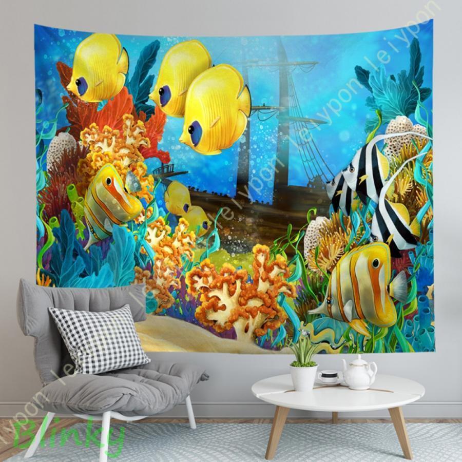 壁掛けタペストリー 海底世界 イルカ おしゃれな壁掛け 動物 ホーム飾り インテリア モダンなアート 飾..