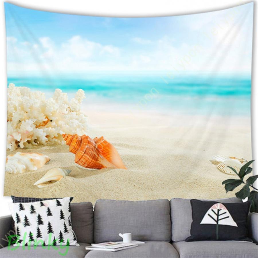 タペストリー 自然風景タペストリー 青空と白雲 海 鳥 インテリア ウォールデコ 壁掛け 多機能 布ポス..