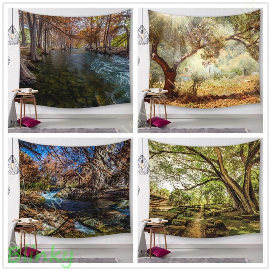 タペストリー 壁掛け 自然風景 森の緑樹 小道 樹木 布ポスター おしゃれ 自然 ボタニカル インテリア ..