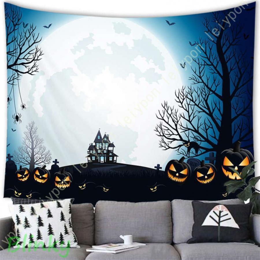 ハロウィン パンプキン コウモリ 魔女 タペストリー 恐ろしい夜 壁掛け パーティーデコレーション ホー..