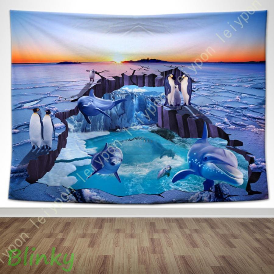 シャークタペストリー 熱帯魚 海底 世界 タペストリー 壁掛け モダンなアート 多機能 くじら 海 動物 ..