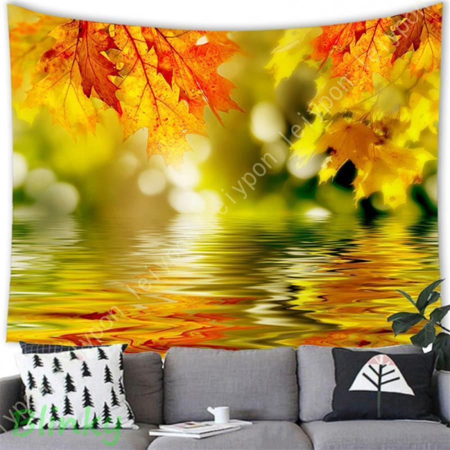 タペストリー 壁掛け 自然風景 飾り 背景布 カエデの葉 間仕切りカーテン おしゃれ インテリア ファブ..