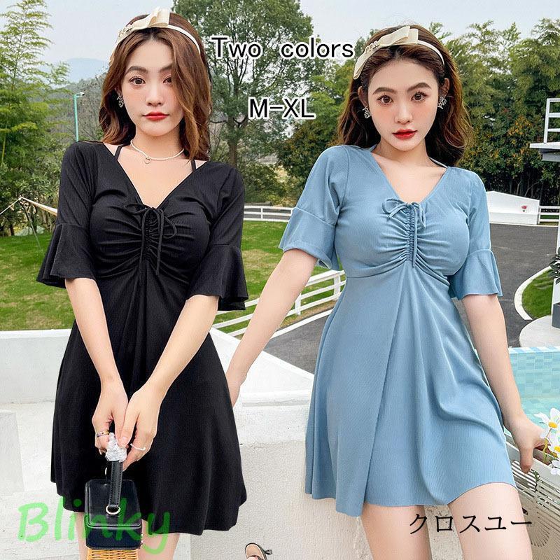 水着 レディース 体型カバー ワンピース型 ワンピース水着 女性用 着痩せ 温泉 海水浴 水泳 おしゃれ ..