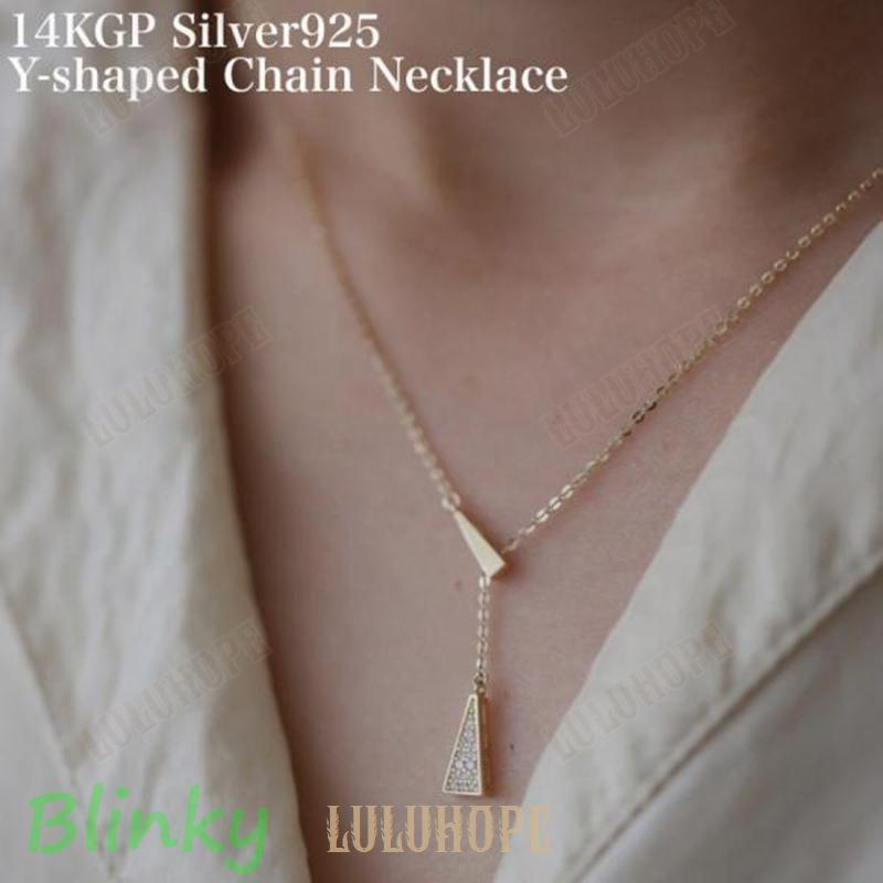 レディースネックレス 14kgpシルバー925Yチェーンネックレス 14kgp 1ラリエットネックレス イエローゴ..