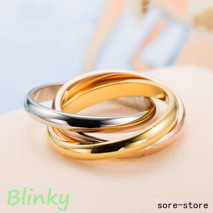 指輪 レディース ステンレス 三色リング 贅沢 シルバー ゴールド ピンクゴール 18KGP レディースアクセ..