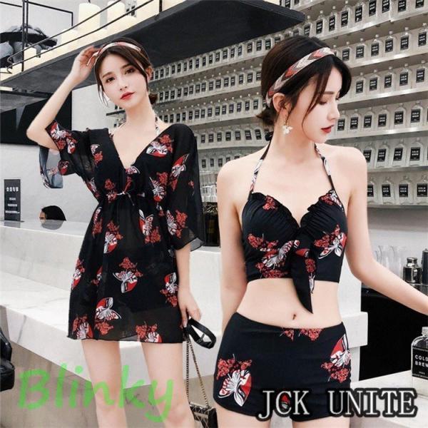 大きいサイズ 水着 レディース 水着 大きいサイズ ホルターネック 水着 フリル ビキニ 体型カバー ママ水着 3点セットボーイレッグ