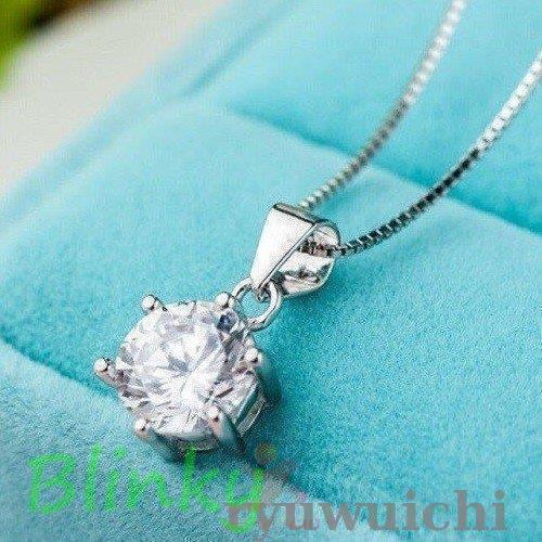 ネックレス レディース 1カラット 一粒ダイヤ 大粒 ペンダントトップ シルバー925 プラチナ仕上げ プレ..