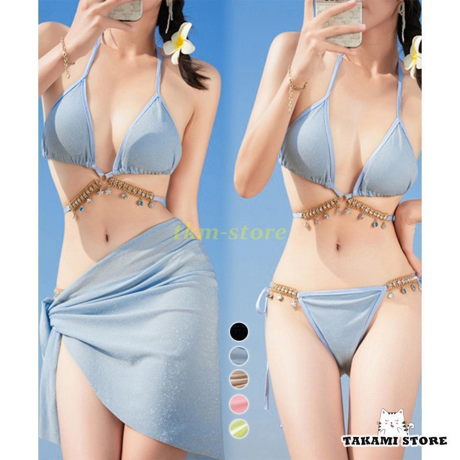 春 夏 秋 ビキニ 水着3点セットレディース