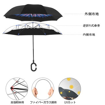 逆さ傘 ワンタッチ さかさま傘 長傘 さかさ傘 晴雨兼用 逆さかさ レディース メンズ 逆開き傘 逆向き 逆さまの傘 日傘 UVカット 濡れない 折れない かさ　ギフト 新生活 かさ 超撥水 傘 おしゃれ