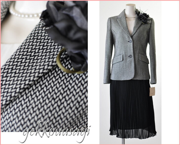 アンサンブルスーツ 2ボトムス 3点スーツ 安い おしゃれ 選べるウエストサイズ 上下別サイズOK Mサイズ 着回し 千鳥 ウール混 ツイード 2つボタンジャケット 母スーツ ママスーツ フォーマル カジュアル 20代 30代 40代 50代 60代 70代 80代 8021-4305-7140(AU1fST上-p2f)