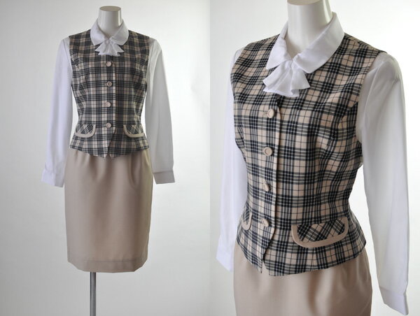 ベストスーツ 事務服 制服 上下セット 2点セット セットアップ 日本製 事務服 企業 会社 法人 ベスト ジャケット+スカート AMZ A270-6&370-...