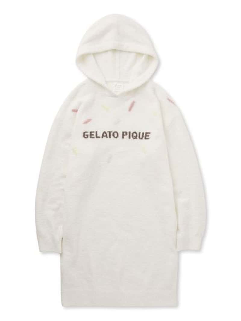 【ONLINE限定】ベビモコアイスジャガードフーディワンピース gelato pique ジェラートピケ インナー・ルームウェア その他のインナー・ルームウェア ホワイト ピンク【送料無料】[Rakuten Fashion]