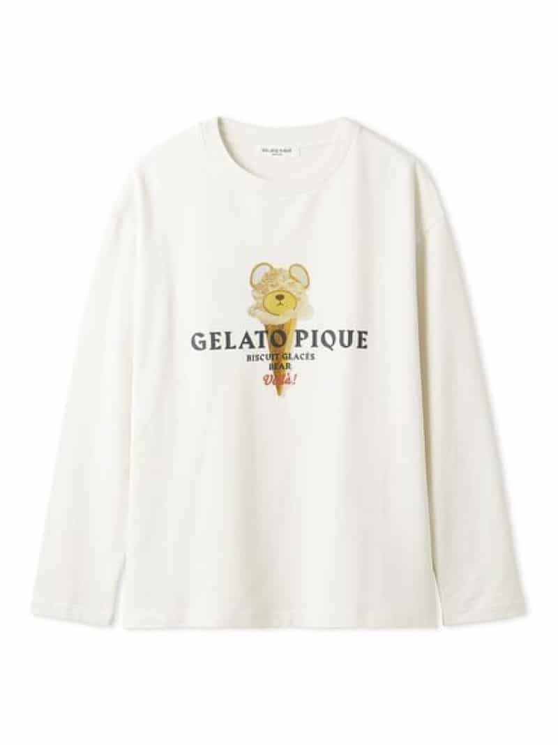 楽天gelato pique／ジェラートピケ【HOMME】レーヨンベアプリントTシャツ gelato pique ジェラートピケ トップス カットソー・Tシャツ ホワイト ネイビー【送料無料】[Rakuten Fashion]