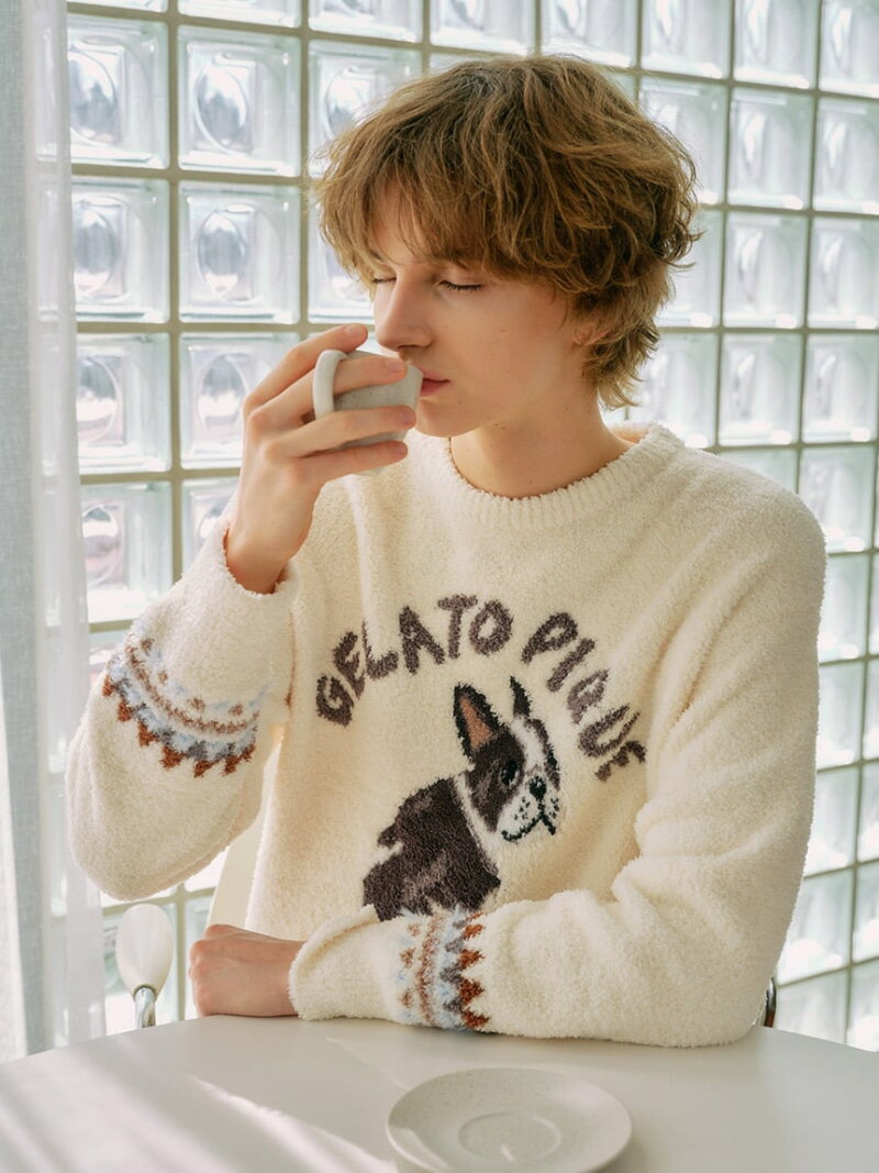 【HOMME】パウダーDOGジャガードプルオーバー gelato pique ジェラートピケ トップス スウェット・トレーナー ネイビー【先行予約】*【送料無料...