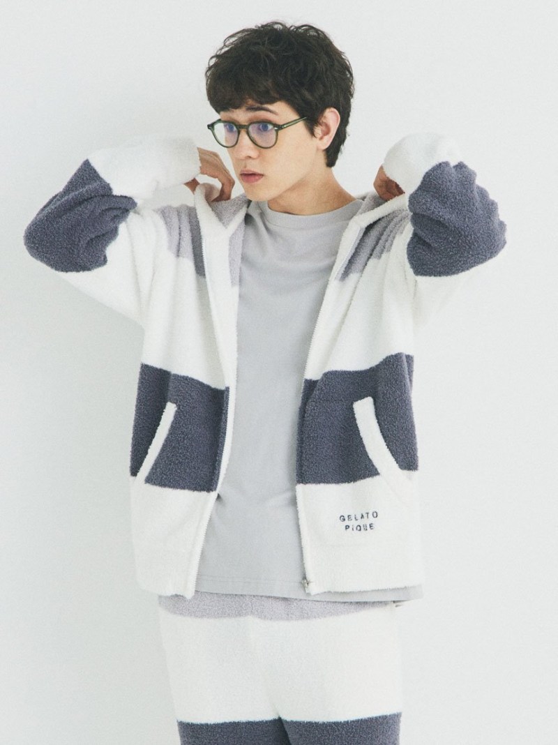 【HOMME】べビモコ3ボーダーパーカ gelato pique ジェラートピケ トップス パーカー・フーディー ネイビー【送料無料】[Rakuten Fashion]のサムネイル