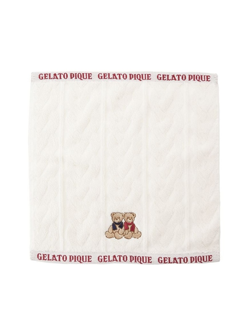 【SALE／30%OFF】【HOLIDAY】ベア刺繍ハンドタオル gelato pique ジェラートピケ ファッション雑貨 ハンカチ・ハンドタオル ホワイト レッド【RBA_E】[Rakuten Fashion]