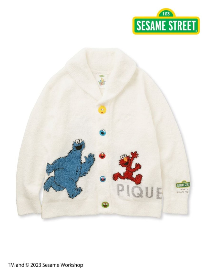 楽天gelato pique／ジェラートピケ【SESAME STREET】【UNISEX】ジャガードショールカーディガン gelato pique ジェラートピケ トップス カットソー・Tシャツ ホワイト ネイビー【送料無料】[Rakuten Fashion]