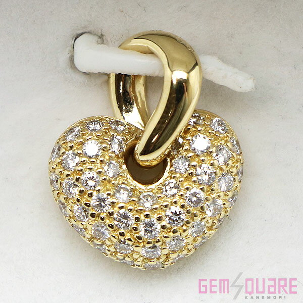 【K18YG】ダイヤモンド ネックレストップ ペンダント ヘッド ハートモチーフ D0.73 ダイヤ キレイ 3.6g 仕上げ済【質屋出店】
