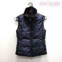 【MONCLER】モンクレール YVETTE ファー付 ロゴ ダウンベスト レディース ネイビー サイズ1 中古 クリーニング済 48314【質屋出店】