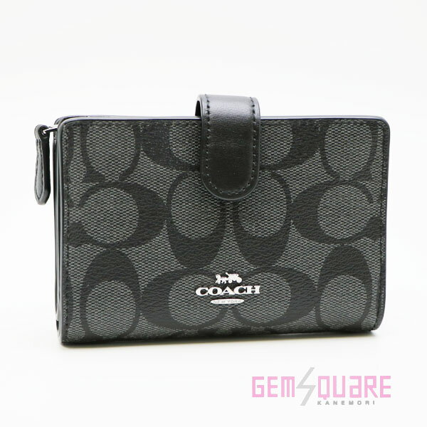 【23553】COACH コーチ ミディアムコーナージップウォレット 財布 ブラック 黒 新品同様品【質屋出店】