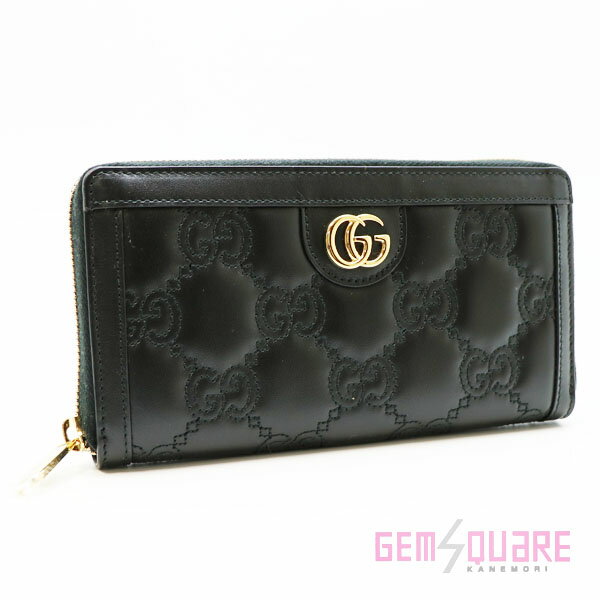【723784】グッチ 財布 GUCCI GGマトラッセ ジップアラウンドウォレット 黒カーフ 美品【質屋出店】
