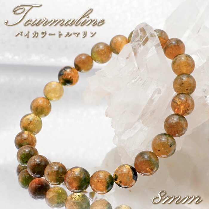 【楽天スーパーSALE 30%OFF】 バイカラートルマリン ブレスレット 8mm ブラジル産 【 一点物 】 Bicolor Tourmaline トルマリン...