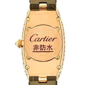 【中古】美品 カルティエ ベニュワール アロンジェ WB510831 PG/革 純正ダイヤ レディース 手巻 腕時計