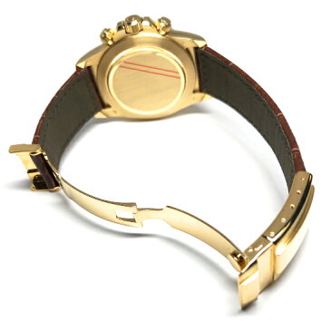 【中古】美品 ギャラ付 ロレックス デイトナ 16518G T番 YG/革 シャンパンゴールド 純正8Pダイヤ メンズ 自動巻 腕時計