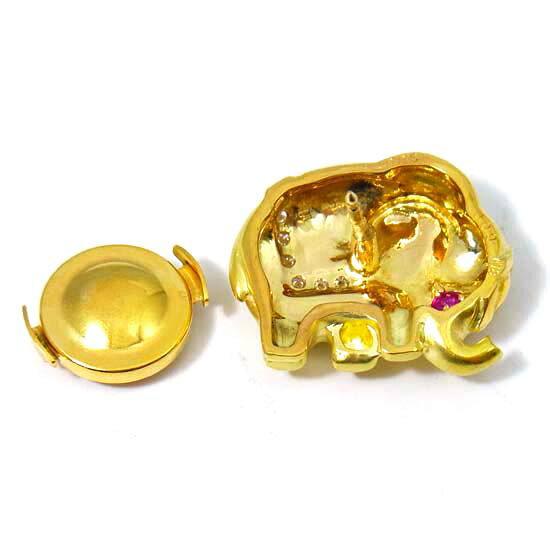 【中古】K18 4.67g ルビー0.05ct ダイヤモンド0.09ct 象さん タイニーピン NGLカー...