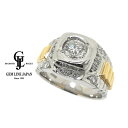 【中古】K18/Pt900 ダイヤモンド 0.722ct 脇石 0.36ct コンビ メンズ 印台 リング