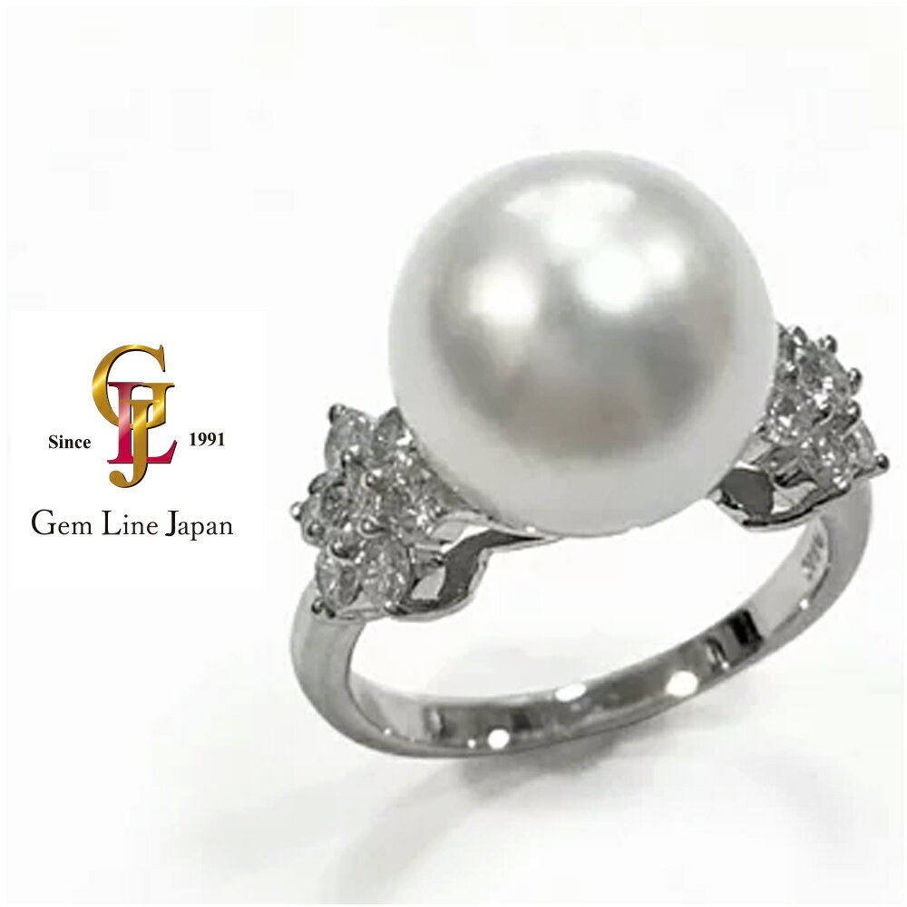 白蝶真珠11.3mm ダイヤ入Pt900リング【新品】