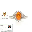 【中古】GRJソーティング付 美麗な大粒 メキシコ オパール 1.08ct ダイヤモンド 0.43ct プラチナ リング