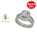 【中古】Pt900 エメラルドカット ダイヤモンド 0.548ct 脇石 1.07ct プラチナ リング(4)