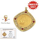【中古】K21.6/K18 17.40g オールド インディアン イーグル 5ドル 金貨 ルビー ダイヤモンド 0.81ct コイン トップ 日宝協総研カード鑑付(4)