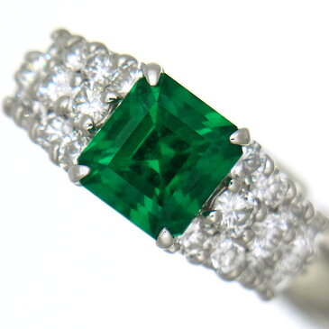 コロンビア産ムゾー鉱山 エメラルド2.45ct vivid green（Muzo Green）Insignificant ダイヤモンド1.50ct プラチナリング【中古】