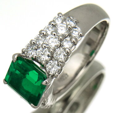 コロンビア産ムゾー鉱山 エメラルド2.45ct vivid green（Muzo Green）Insignificant ダイヤモンド1.50ct プラチナリング【中古】