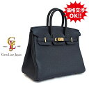【中古】未使用 エルメス バーキン25 ブラック ゴールド金具 トゴ W刻印 内縫い 保護シール付 レディース ハンドバッグ