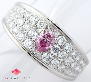 FANCY VIVID PURPLE-PINK ダイヤモンド0.257ct ダイヤモンド 計1.01ct プラチナ950 12号 リング・指輪【中古】(2200000263919)