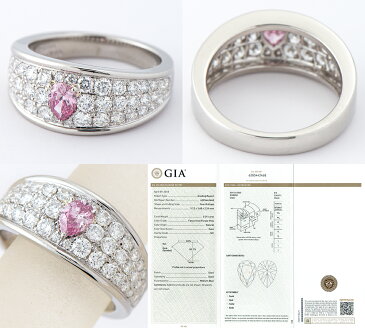 FANCY VIVID PURPLE-PINK ダイヤモンド0.257ct ダイヤモンド 計1.01ct プラチナ950 12号 リング・指輪【中古】(2200000263919)