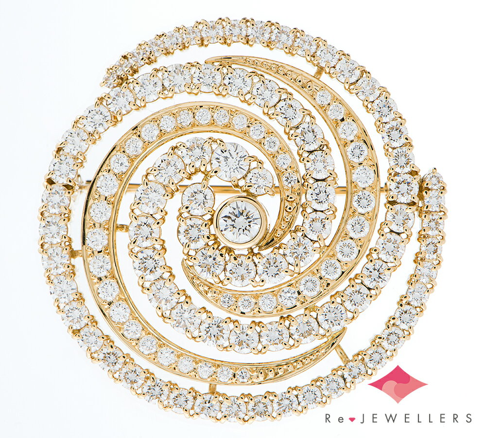 ミキモト 渦巻状 ダイヤモンド計5.50ct 18金イエローゴールド ブローチ【中古】(2200000464330)