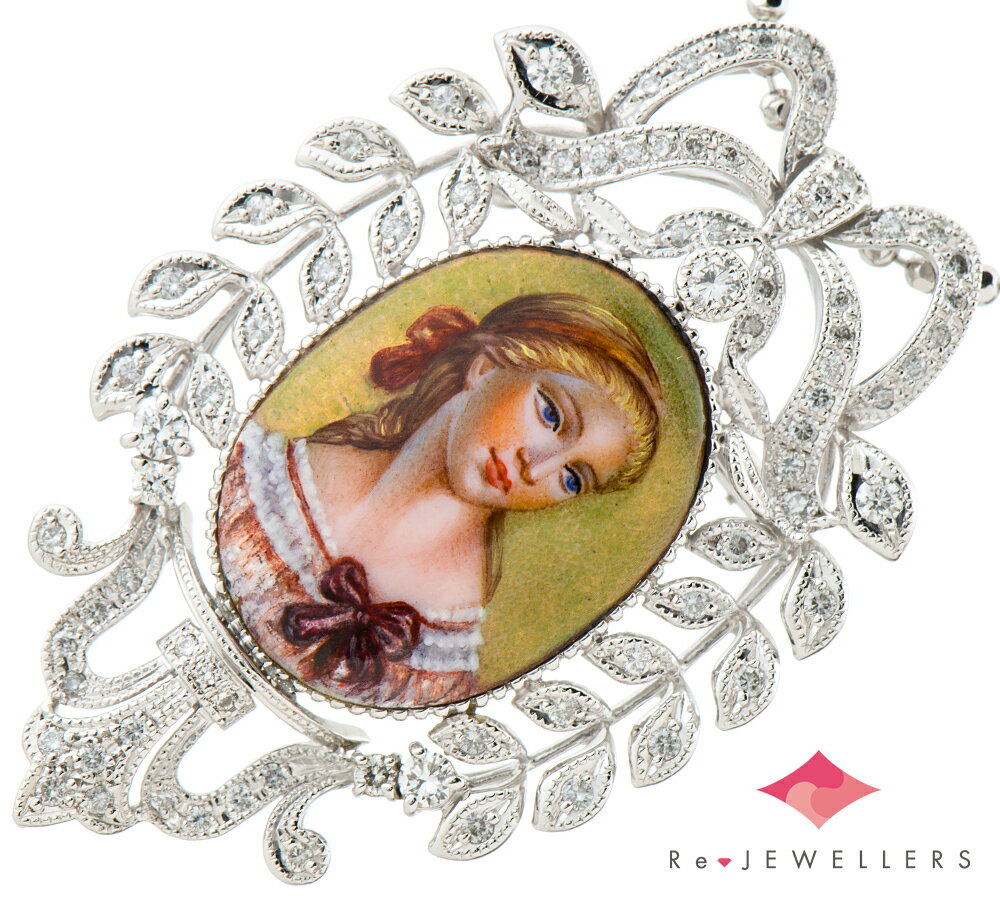 ラ・メルヴェイユ(La Merveille) ミニアチュール エマーユ ダイヤモンド計1.042ct 18金ホワイトゴールド ペンダント・ネックレス【中古】（2200000476166）