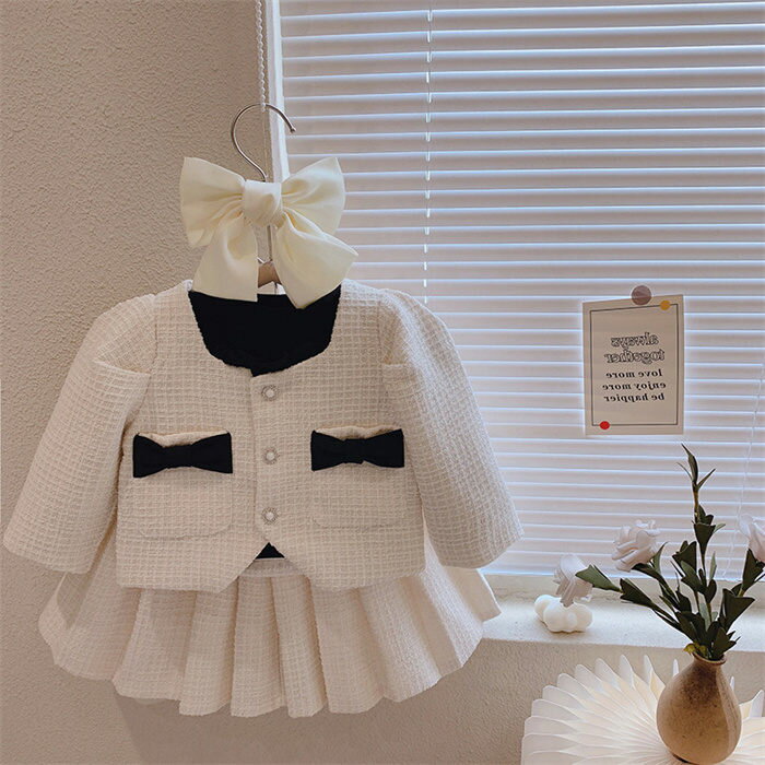 スーツ 女の子 子供スーツ 卒業式 スーツ キッズ服 ベビースーツ フォーマルスーツ 子供スーツ リボン 2点セット セットアップ ジャケット プリーツスカート ファンシーツイード 子供服 入学式 結婚式 発表会 卒業式 80cm 90cm 100cm 110cm 120cm 130cm 140cm