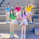 ダンス衣装 チアダンス レディース チア チアリーダー 2点セット 舞台衣装 ダンスウェア 韓国風 応援団 セットアップ トップス 半袖 プリーツスカート 体操...