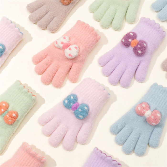 キッズ 手袋 子供用 女の子 男の子 グローブ 子ども用 キッズ手袋 リボン本 てぶくろ 5本指 裏起毛 雪遊び 手ぶくろ 幼稚園 保育園 小学生 ミトン 子ども用手袋 防風 防寒 暖かい かわいい シンプル おしゃれ