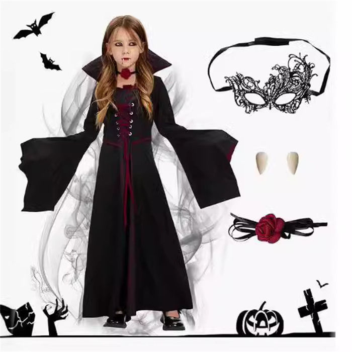 子供 ハロウィン衣装 女の子用 コスプレ 子供 仮装 女の子 Halloween 演出服 魔女 悪魔 女の子 子供 吸..