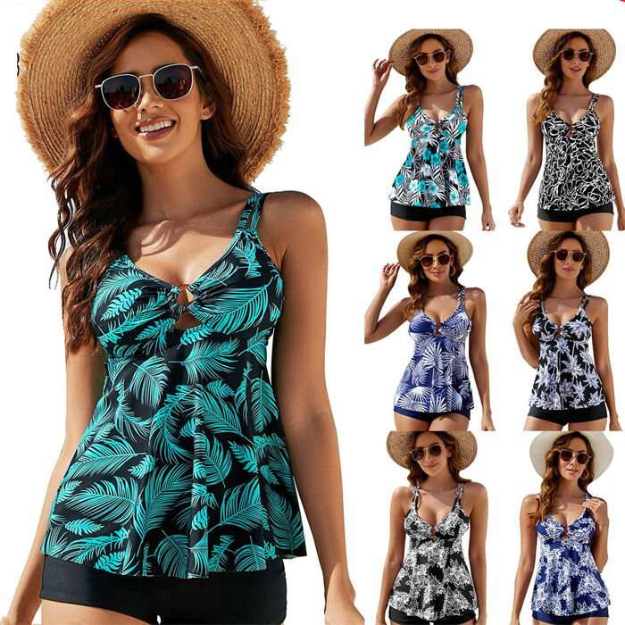 水着 レディース 体型カバー水着 セパレート 花柄 胸パッド付き セットアップ トップス インナーパンツ付き スイミング ママ水着 大人 夏 水泳ワンピース スポーツ スイミンウェア プール リゾート ビーチ カジュアル お洒落 ぽっちゃり おしゃれ 20代 30代 40代