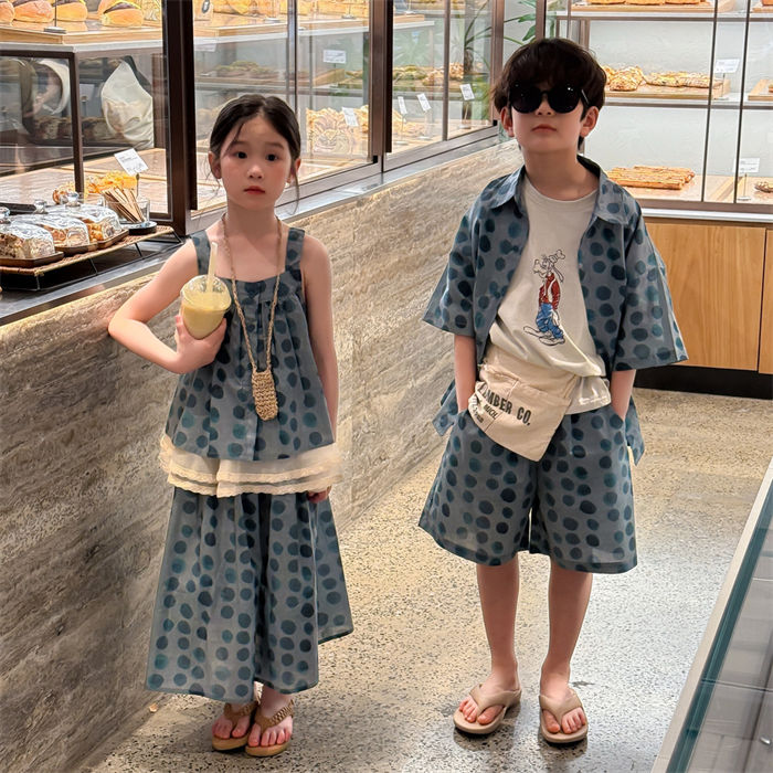 子供服 セットアップ 上下セット 姉弟お揃い 兄妹お揃い ベビー服 半袖 シャツ ショートパンツ キャミソール スカート ドット 男の子 女の子 キッズ 春 夏 秋 夏服 春服 秋服 姉妹 兄妹 姉弟 兄弟 お揃い コーデ 子供 セパレート 可愛い 旅行 出産祝い 誕生日 プレゼント 子供服 セットアップ 上下セット 姉弟お揃い 兄妹お揃い ベビー服 半袖 シャツ ショートパンツ キャミソール スカート ドット 5