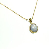 18金スターサファイアネックレススリランカ産アンティークデザインHandMade自然の神秘!非加熱ノーヒート